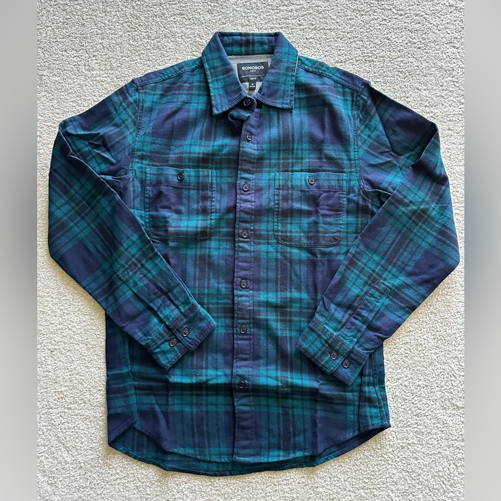 Men’s slim fit Bonobos plaid flannel shirt (NWOT)